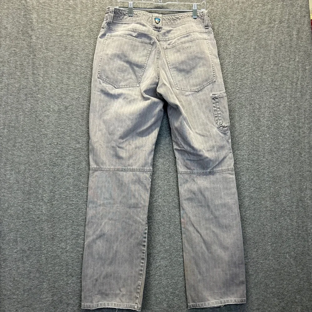Kuhl Rydr Mens Grey Pinstripe Cotton Utility Pants 32x34 Distressed Articulated